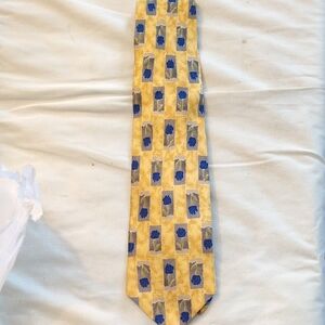 Brandini Italian Yellow and Blue Patterned Men's Tie